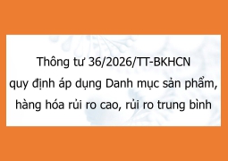 Thông tư 36/2026/TT-BKHCN quy định áp dụng Danh mục sản phẩm, hàng hóa rủi ro cao, rủi ro trung bình