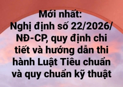 Nghị định số 22/2026/NĐ-CP, quy định chi tiết và hướng dẫn thi hành Luật Tiêu chuẩn và quy chuẩn kỹ thuật