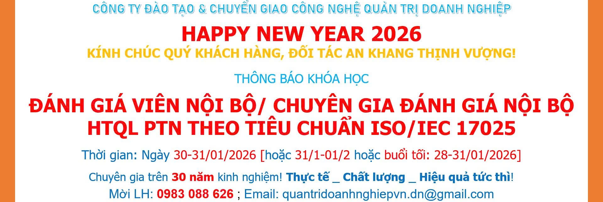 Khóa học: Nhận thức quản lý PTN & Tiêu chuẩn ISO/IEC 17025