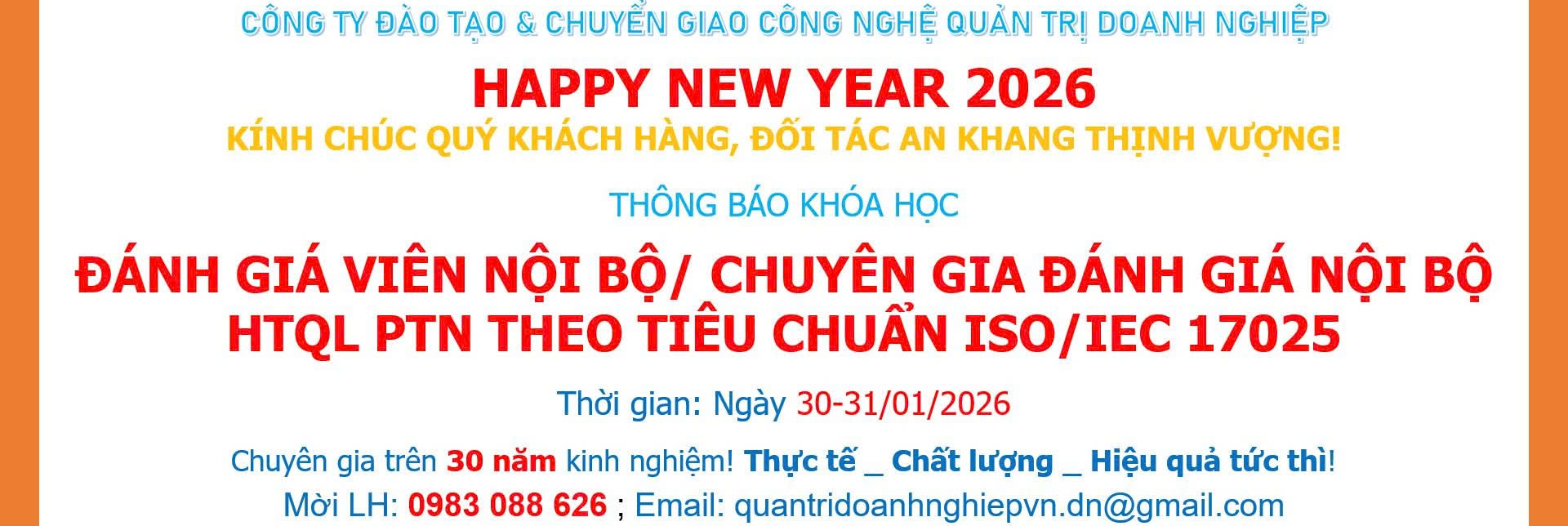 Khóa học: Nhận thức quản lý PTN & Tiêu chuẩn ISO/IEC 17025